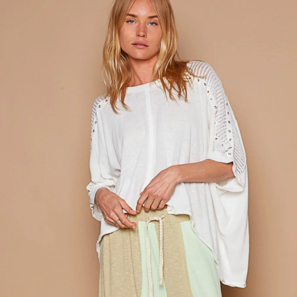 POL 🩶 450 POL Knit Top with see through Lace Detail SR9